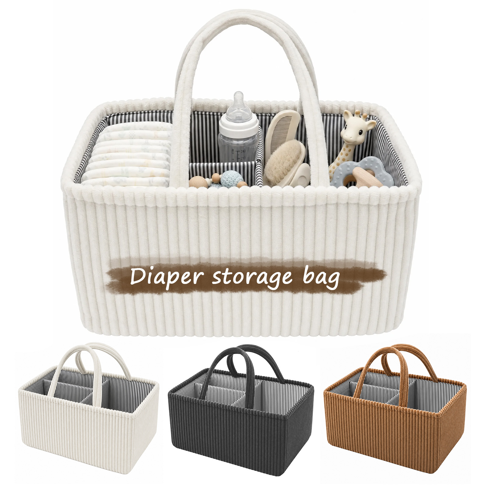 Baby Nursery Organization Ideas - Baby Diaper Caddy Organizer Corduroy Travel