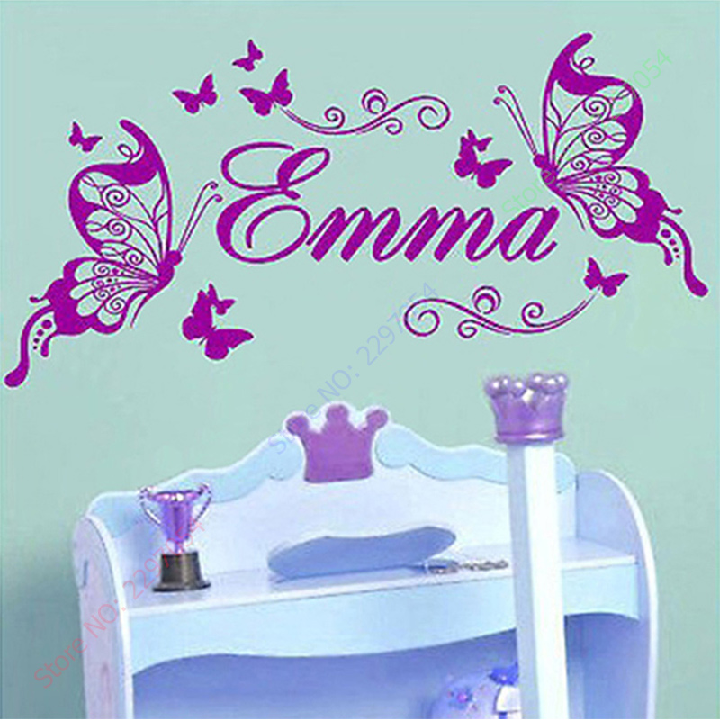 Baby Nursery Vinyl Wall Stickers - New Butterflies Personalized Name Vinyl Butterfly