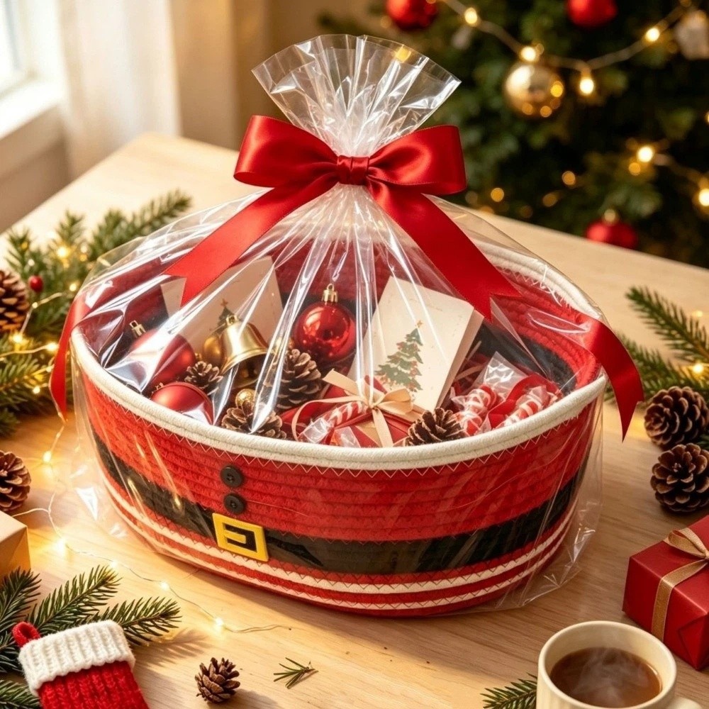 Storage Basket Fabric - Cotton Rope Christmas Woven Storage Basket