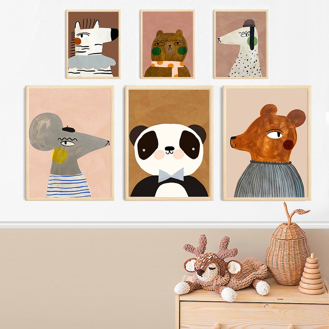 Baby Zebra Nursery - Cute Mouse Zebra Rabbit Bear Dog