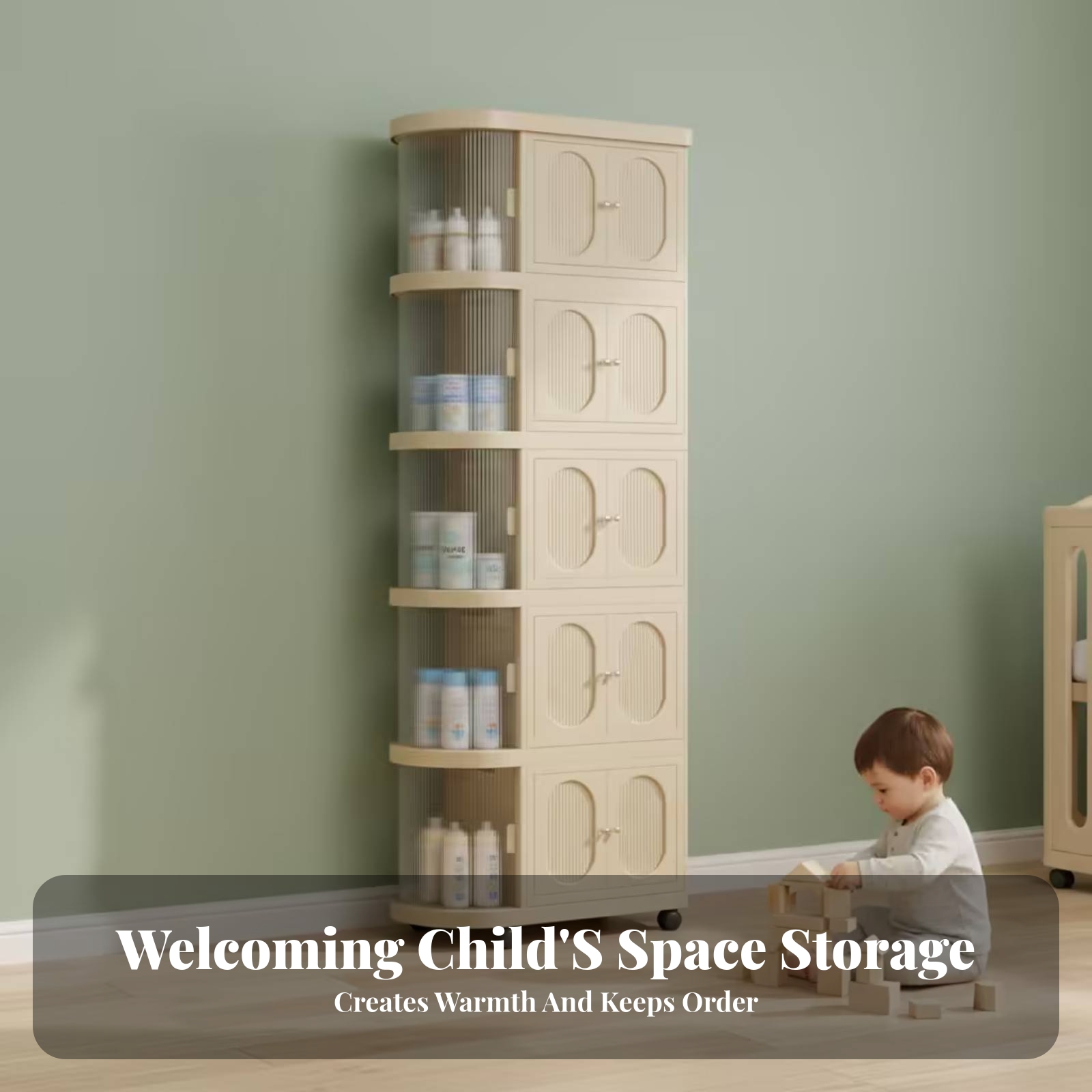 5-Tier Baby Cabinet Warm Beige - Baby Nursery Shelves recension och pris