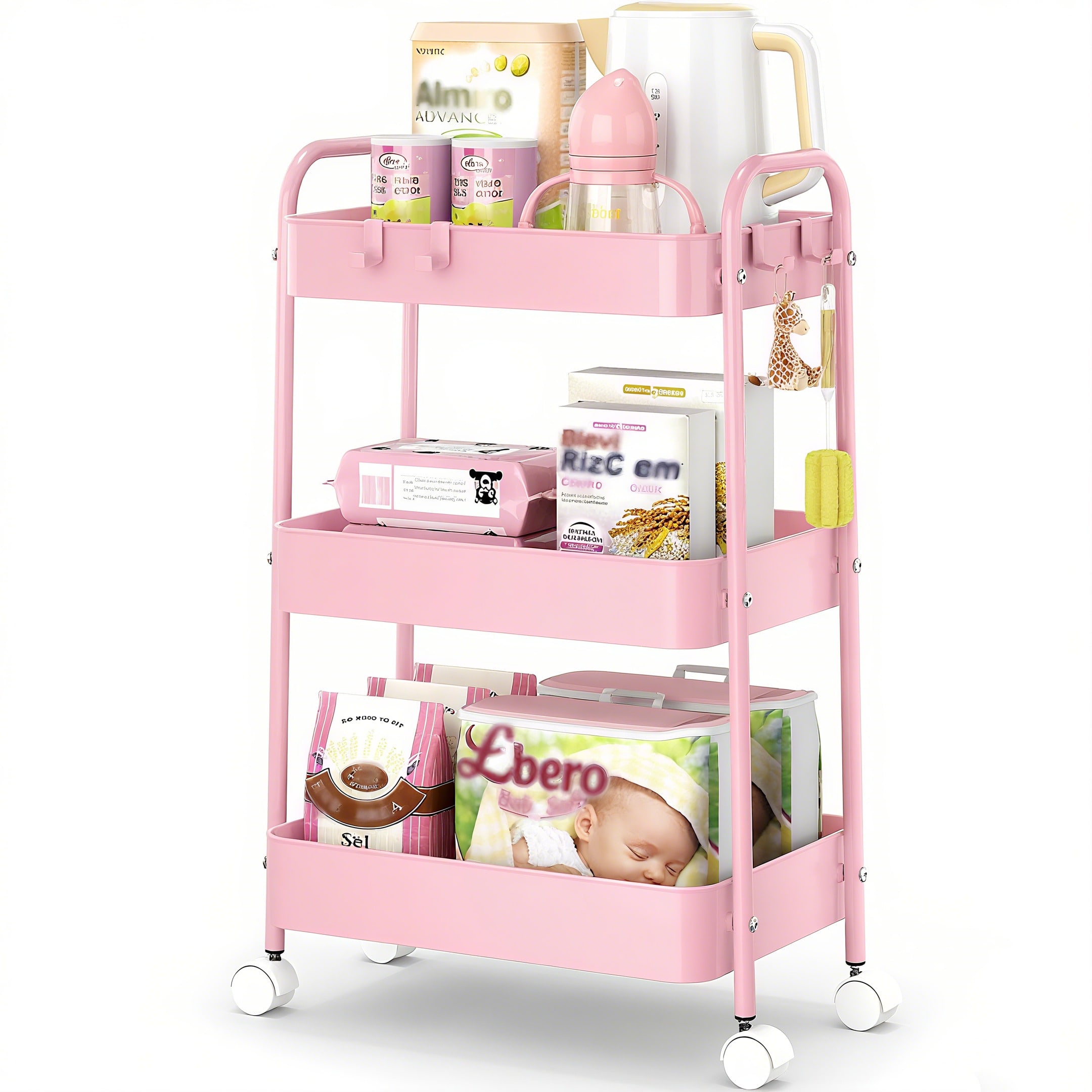 3 Tier Metal Rolling Cart With - Baby Nursery Modern recension och pris