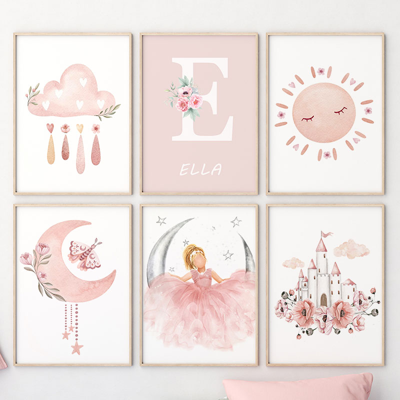Pink Angel Girl Sun Moon Cloud - Baby Nursery Modern recension och pris