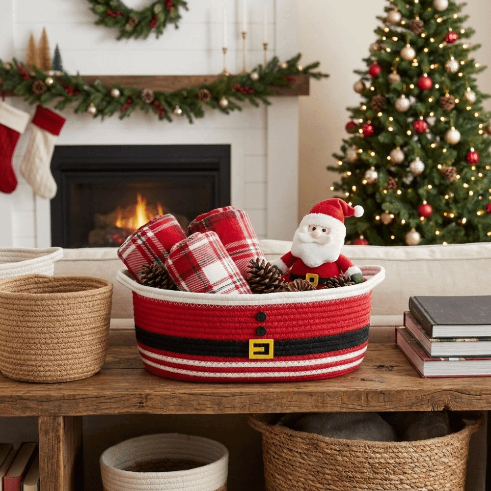 Cotton Rope Christmas Woven St - Storage Basket Fabric recension och pris