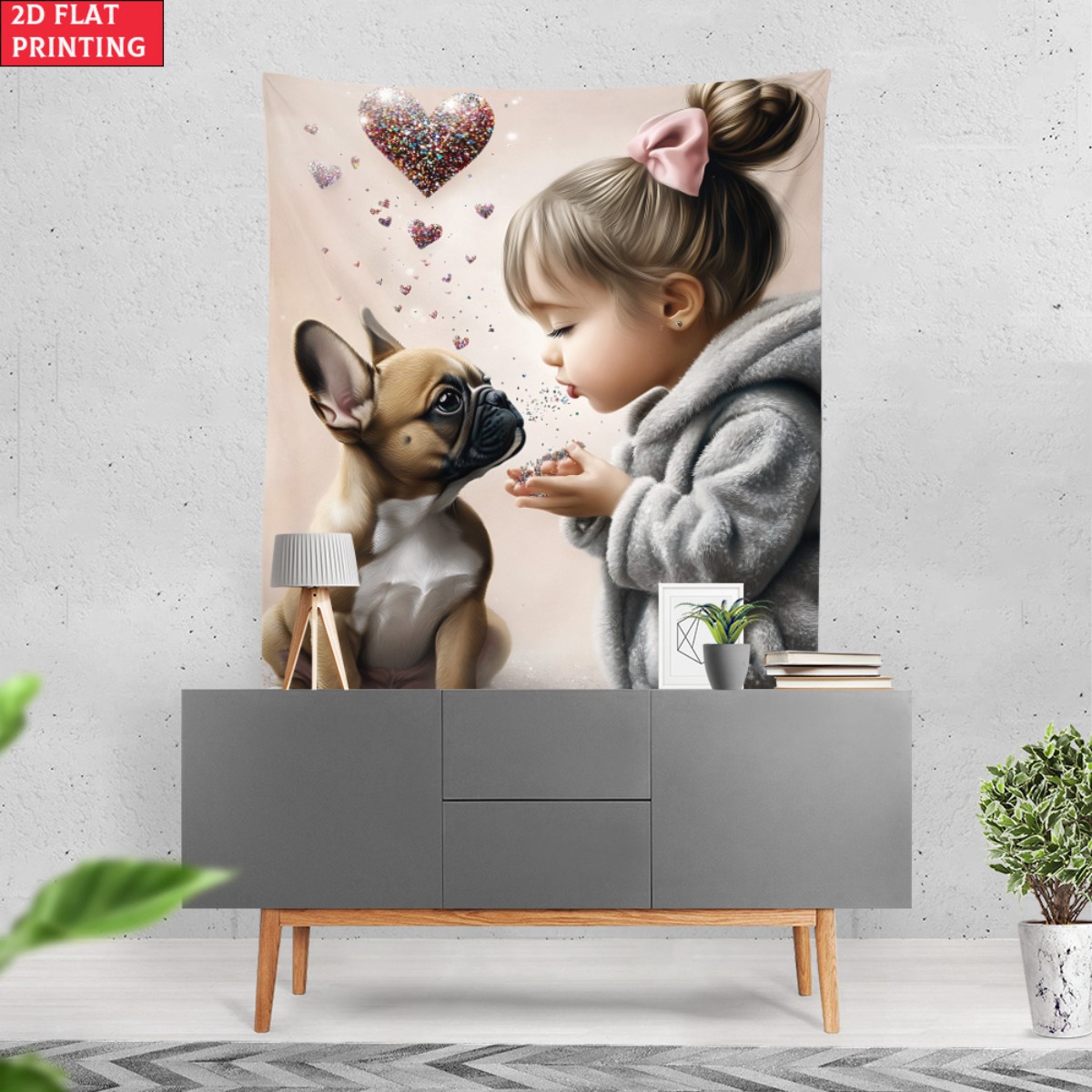 Girl with french bulldog puppy - Baby Nursery Modern recension och pris