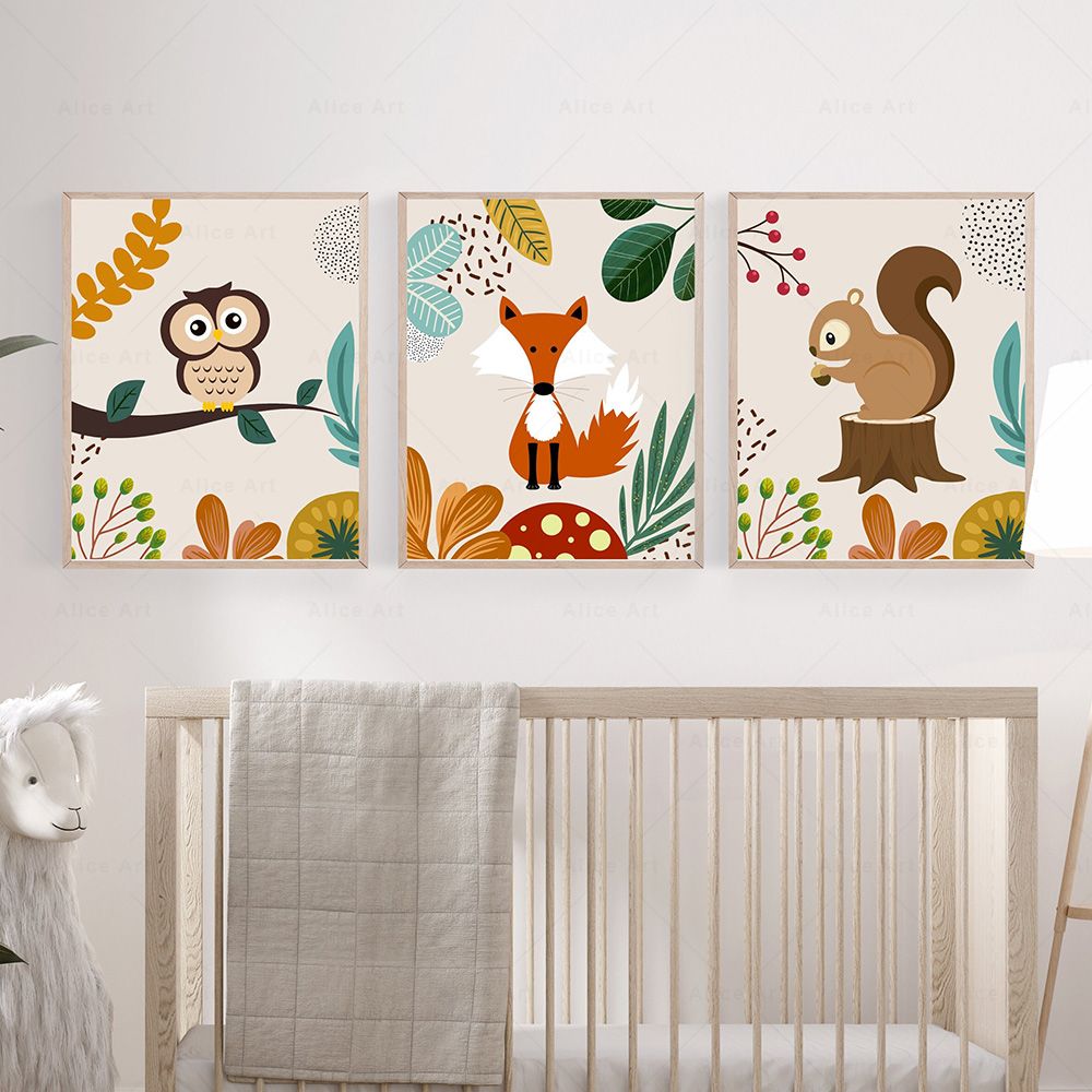 Boho Monkey Lion Giraffe Bird  - Baby Nursery Art recension och pris