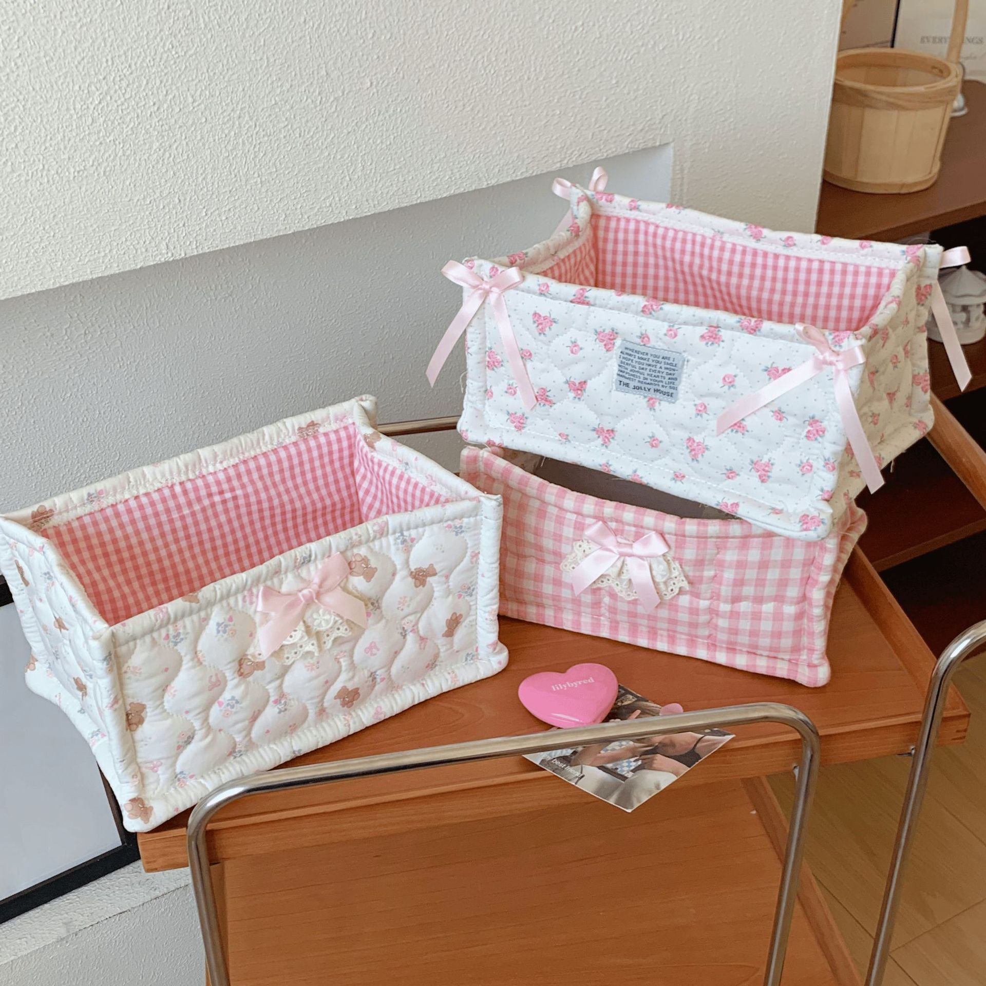 Cute Desktop Storage Basket wi - Storage Basket Fabric recension och pris
