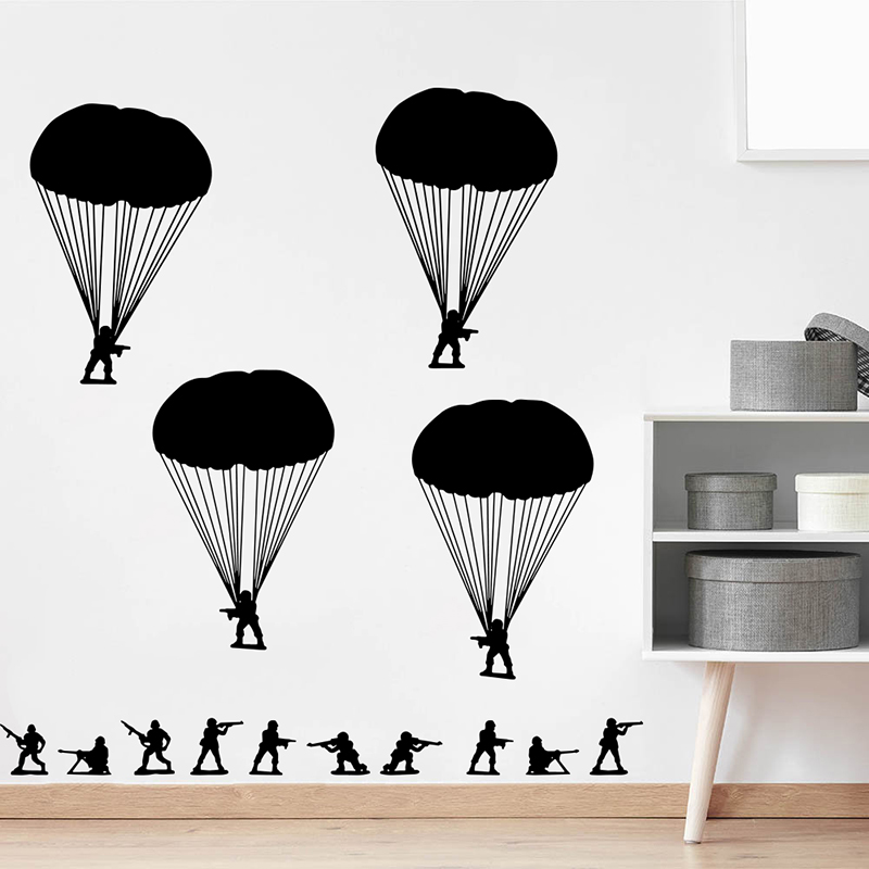 Army Men Soldiers Paratroopers - Baby Nursery Vinyl Wall Stickers recension och pris