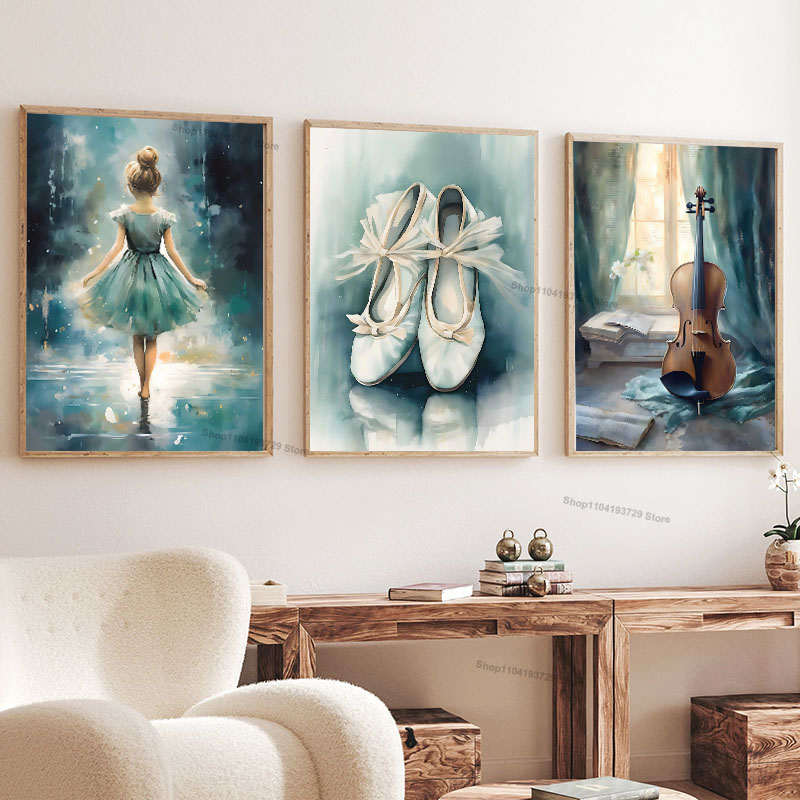 Watercolor Ballet Girl Shoes C - Baby Nursery Modern recension och pris