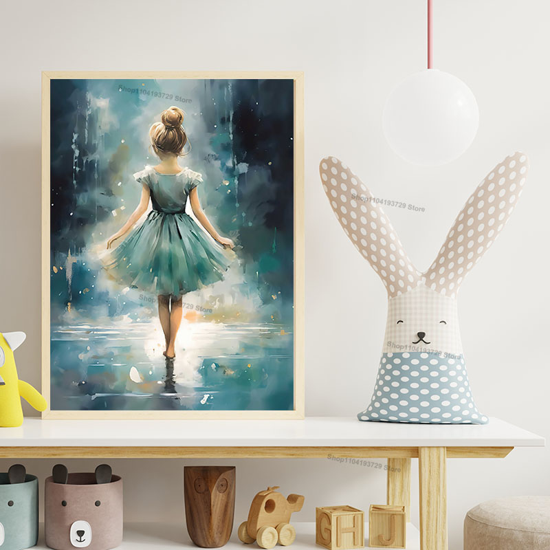 Watercolor Ballet Girl Shoes C - Baby Nursery Modern recension och pris