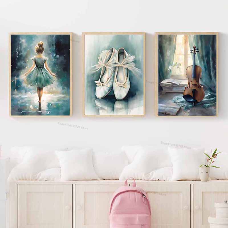 Watercolor Ballet Girl Shoes C - Baby Nursery Modern recension och pris