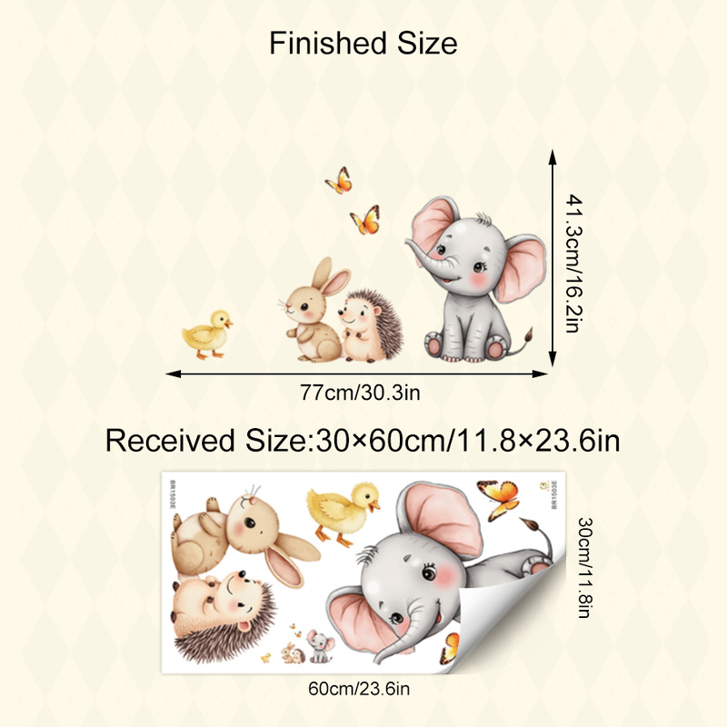 Cartoon Animal Wall Sticker -  - Baby Nursery Pictures recension och pris