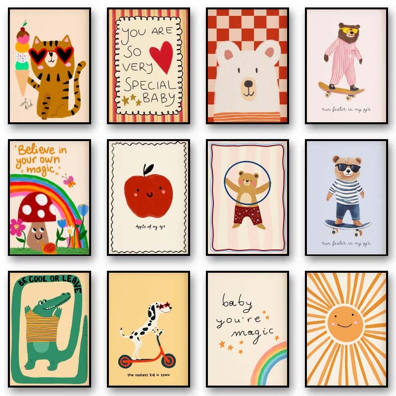 Animals Poster Prints Nordic F - Baby Nursery Pictures recension och pris