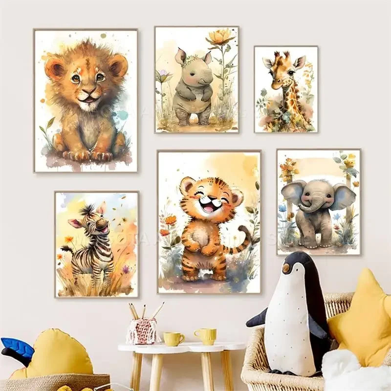 Watercolor Lion Giraffe Tiger  - Baby Zebra Nursery recension och pris