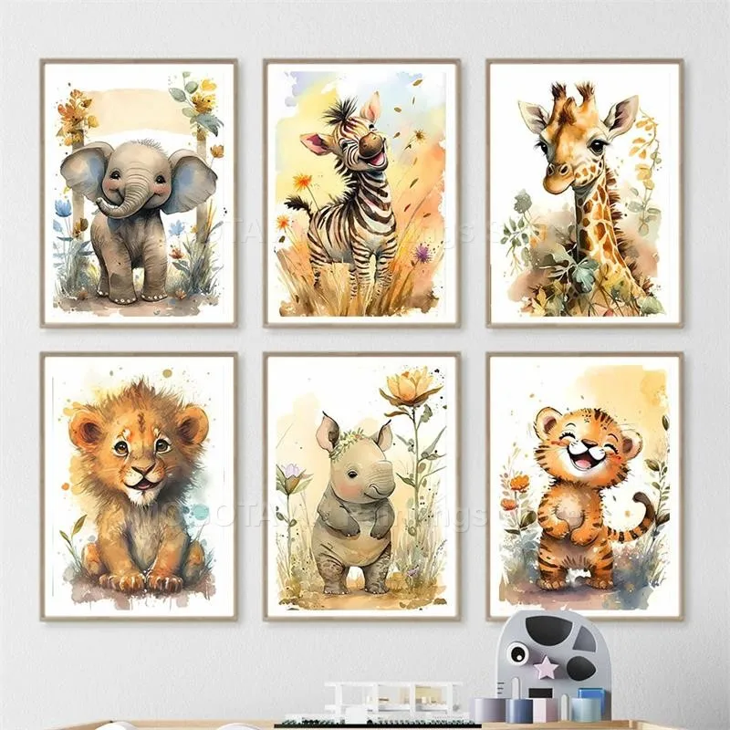 Watercolor Lion Giraffe Tiger  - Baby Zebra Nursery recension och pris