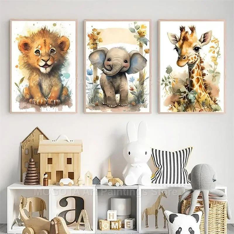 Watercolor Lion Giraffe Tiger  - Baby Zebra Nursery recension och pris