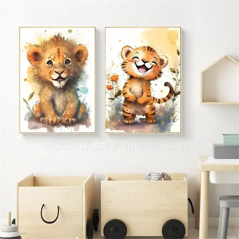 Watercolor Lion Giraffe Tiger  - Baby Zebra Nursery recension och pris
