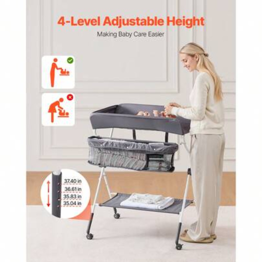Foldable Baby Changing Table w - Baby Nursery Shelves recension och pris