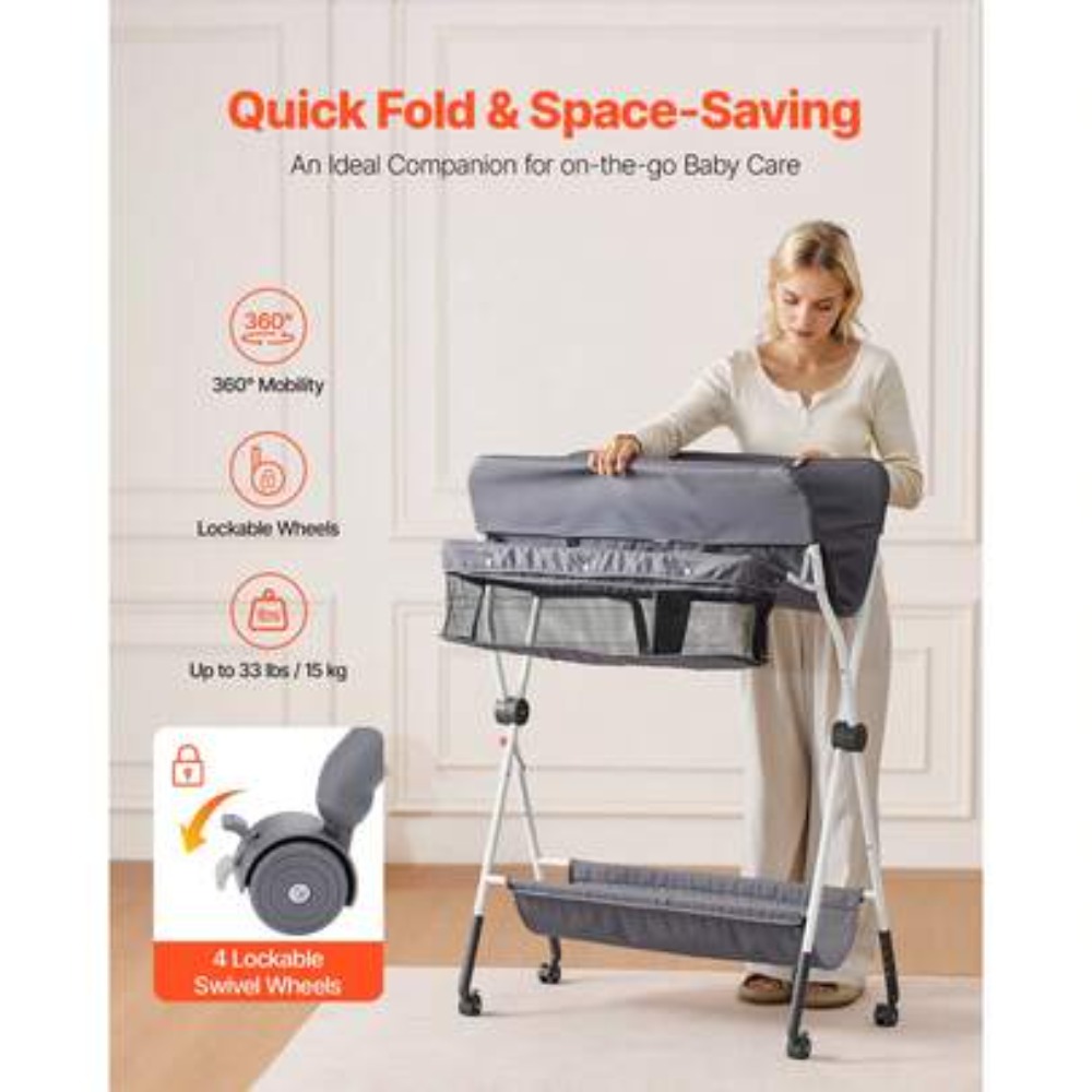 Foldable Baby Changing Table w - Baby Nursery Shelves recension och pris