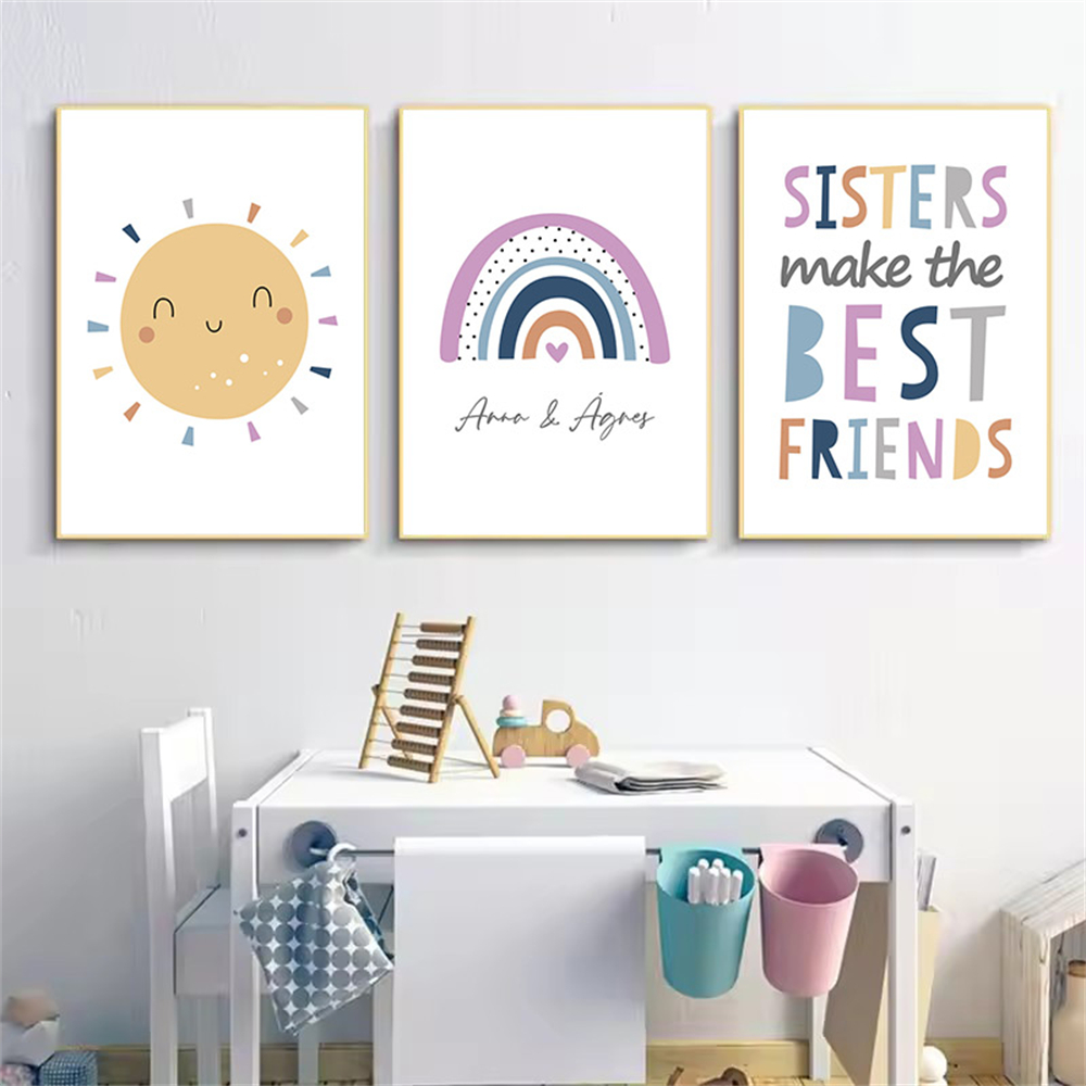 Custom Name Poster Cartoon Sun - Baby Name Wall Art recension och pris