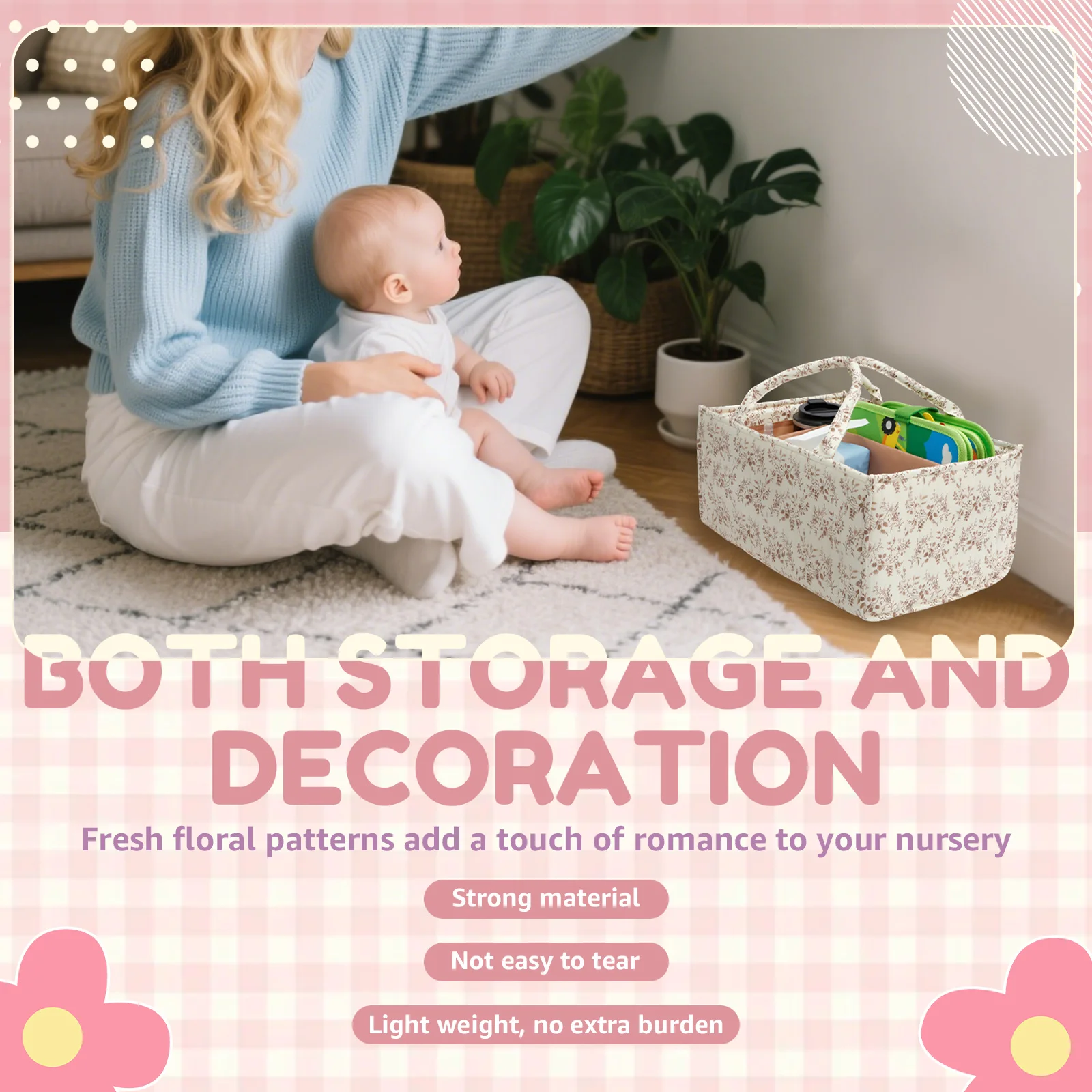 Floral Diaper Caddy Organizer  - Baby Nursery Organization Ideas recension och pris