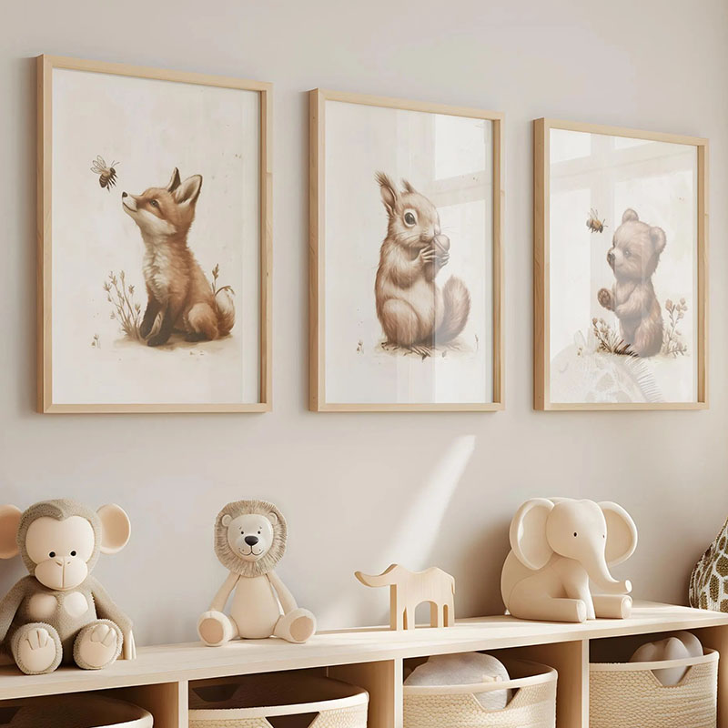 Bear Rabbit Fox Deer Squirrel  - Baby Nursery Modern recension och pris