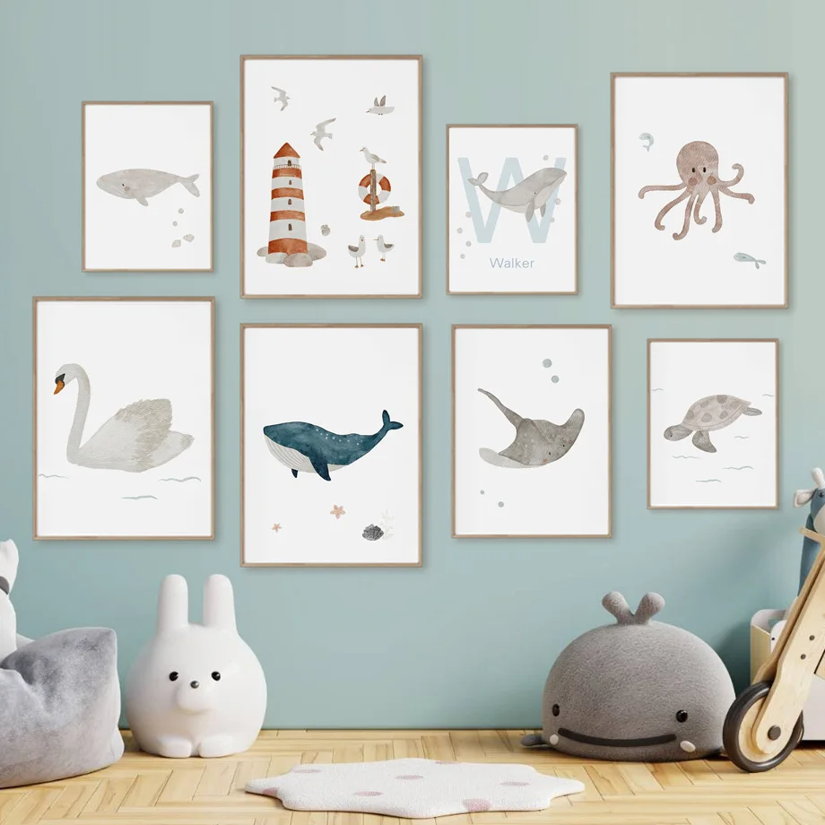 Custom Name Whale Octopus Turt - Baby Name Wall Art recension och pris