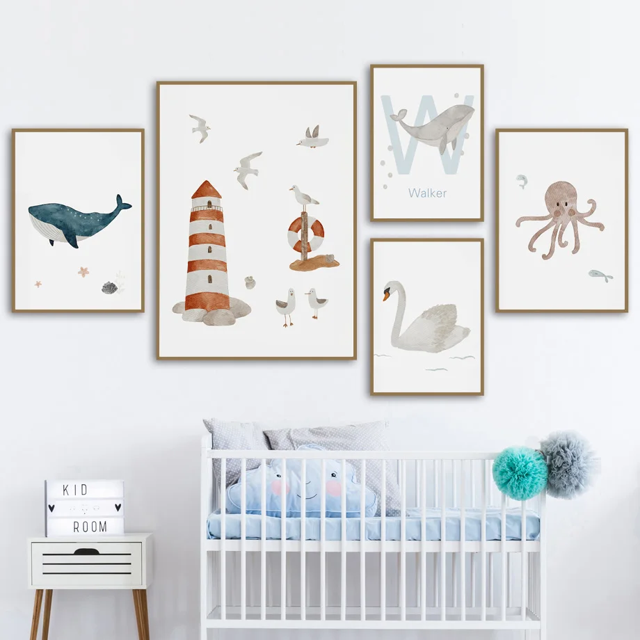 Custom Name Whale Octopus Turt - Baby Name Wall Art recension och pris