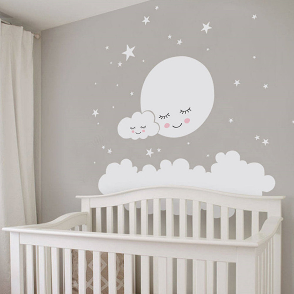 Beautiful Moon stars Wall Deca - Baby Nursery Vinyl Wall Stickers recension och pris