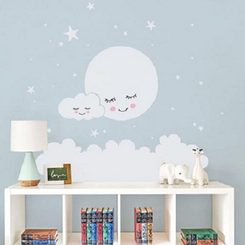 Beautiful Moon stars Wall Deca - Baby Nursery Vinyl Wall Stickers recension och pris